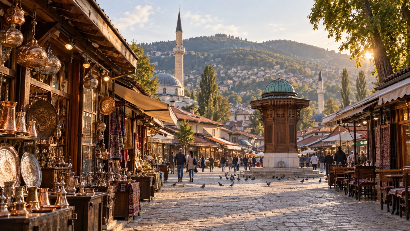 Sarajevo Baščaršija und Gelbe Festung: Altstadt, Aussicht und Pause verbinden